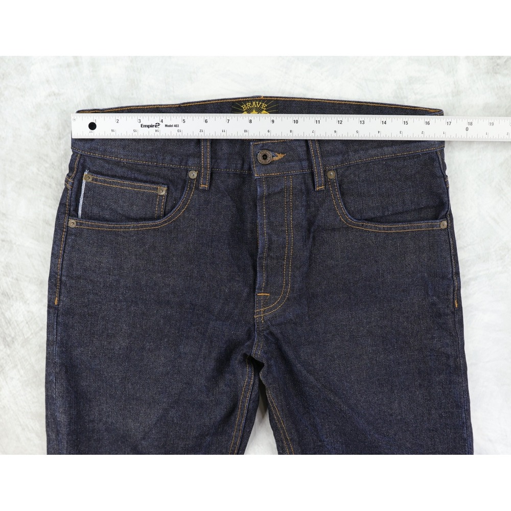 Brave Star Selvage Jeans Mens 33x36 Indigo Blue Raw Denim Made in USA Button Fly - Picture 11 of 15